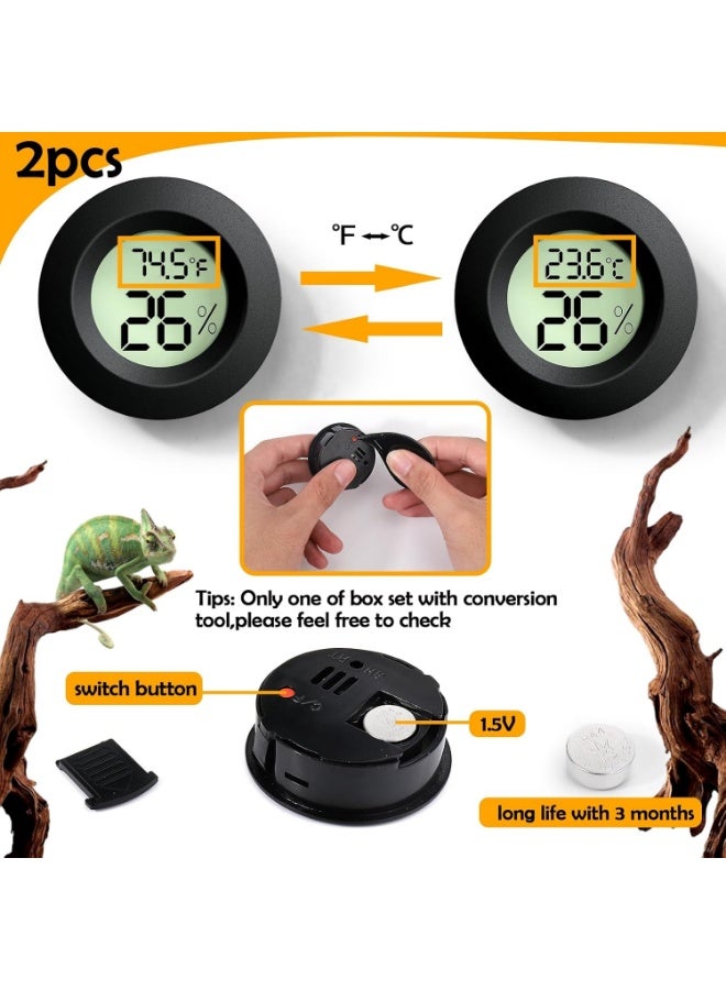Meetion Reptile Tank Accessories, 2 PCS Reptile Thermometer and Humidity Gauge for Bearded Dragon, Jumping Spider, Leopard Gecko, Hermit Crab, Gecko, Ball Python, Lizard - Image 3